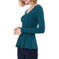 thumbnail image 4 of INSPIRE CHIC Women's V Neck Long Sleeve Ribbed Pullover Knitted Peplum Top, 4 of 7