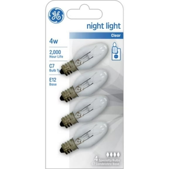 GE 4pk 4W Incandescent Nightlight Bulbs E12 Base Clear