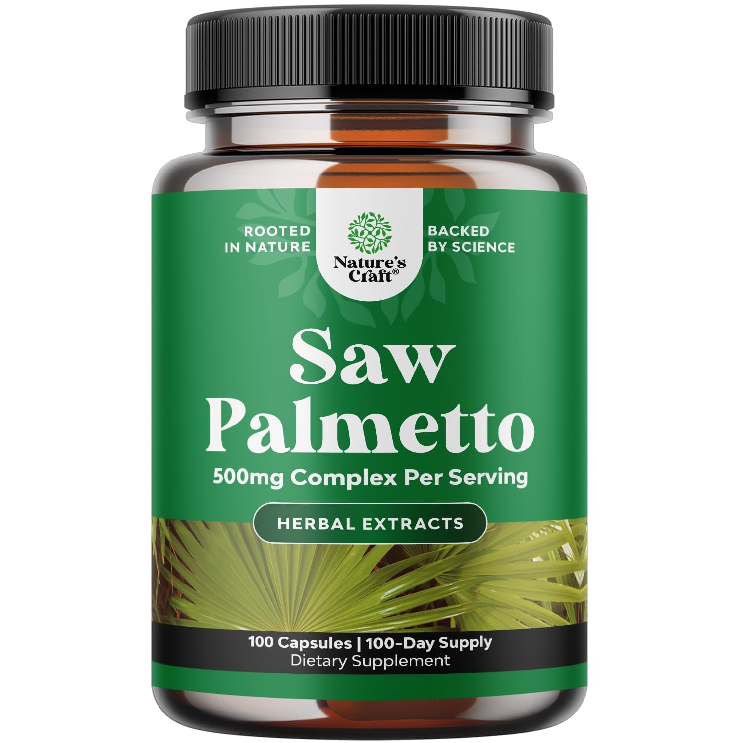 Natures Craft Saw Palmetto Extract 500 mg with Plant Sterols, 100 Capsules