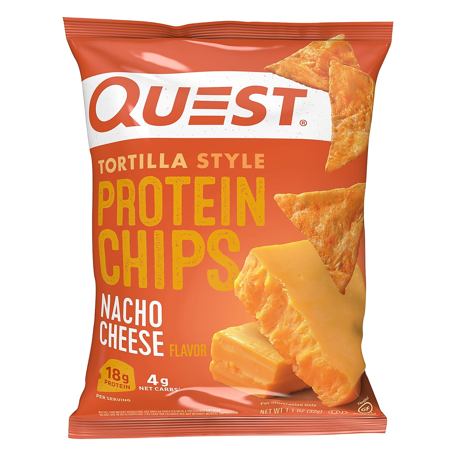 Quest Protein Chips Gluten Free Nacho Tortilla Chips 1.1 oz. 8 Bags/Pack (307-00241)