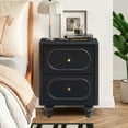 thumbnail image 2 of Wirrytor 2 Drawer Nightstand Set of Two, Mid Century Modern Bedside Table with Fluted Sides, Small End Table for Bedroom, Space Saving Storage Cabinet for Small Spaces, Black, 2 of 10