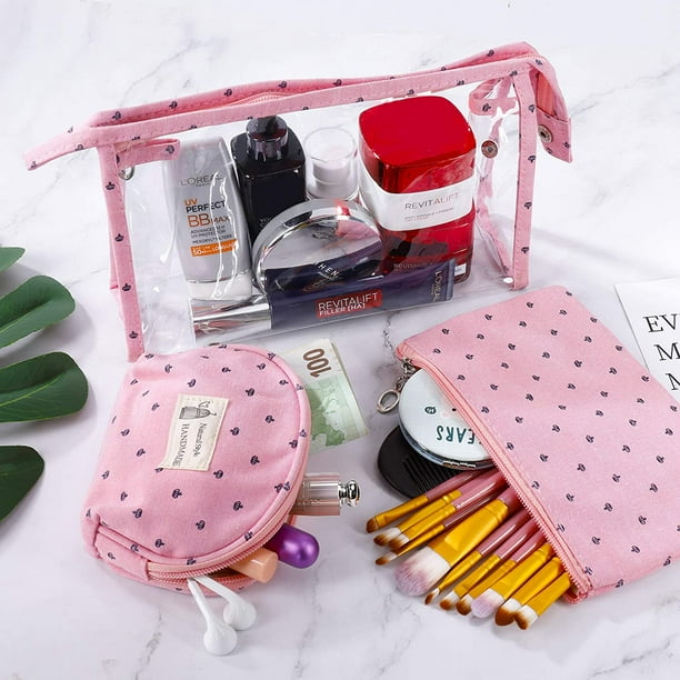 Neceser Transparente Viaje Avion Neceser Transparente 4 Piezas Bolsa De Aseo Portátil De PVC De Impermeable Con Cremallera Para Hombres Y Mujeres Para Vacaciones Baño Y Organización Neceser Mujer Mediano