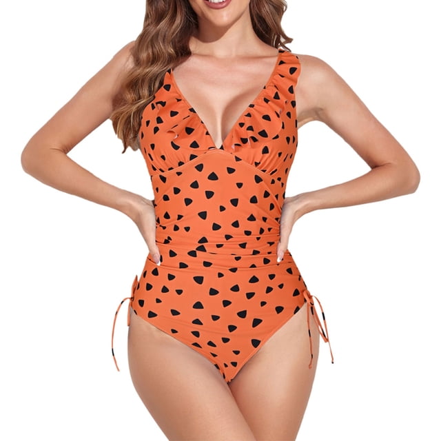 TJAZFJPA Womens 1 Piece Swimsuits Tummy Control Full Coverage Bottom Peplum Backless Swimsuit Women's Sense Draw Rope Seaside Beach Swimming Soaking Hot Spring Bikini Swimsuit