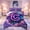 Purple C, variant on Feelyou Galaxy Neon Alphabet C Full Size Comforter Sets for Kids, Starry Monogram Bedding Comforter Set, Purple Blue, Colorful Star Reversible, 3 Pieces, 1 Comforter and 2 Pillowcases