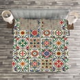 thumbnail image 3 of Ambesonne Moroccan Quilted Bedspread Set 3 Pcs, Ornamental Abstract Leaf, Queen Size, Multicolor, 3 of 3