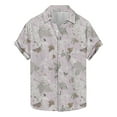 thumbnail image 1 of Blusa y camisa de manga corta con cuello vuelto para hombre, camisa informal de moda con estampado de hojas y solapa de manga corta, blusa para hombre, 1 of 4