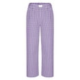 thumbnail image 5 of UVEASISHA Women's Plaid Wide Leg Pants Summer Casual Palazzo Pants Elastic Waist Comfy Baggy Trousers with Pockets Purple XXL, 5 of 8