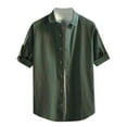 thumbnail image 4 of COSFO Casual Shirts for Men Mock Neck Short Sleeve Button Down Tops Loose Cotton Solid Mens Shirt, 4 of 5