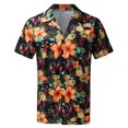 thumbnail image 3 of Camisa de manga corta con solapa y estampado hawaiano para hombre Pompotops  oipoqjl24910, 3 of 6