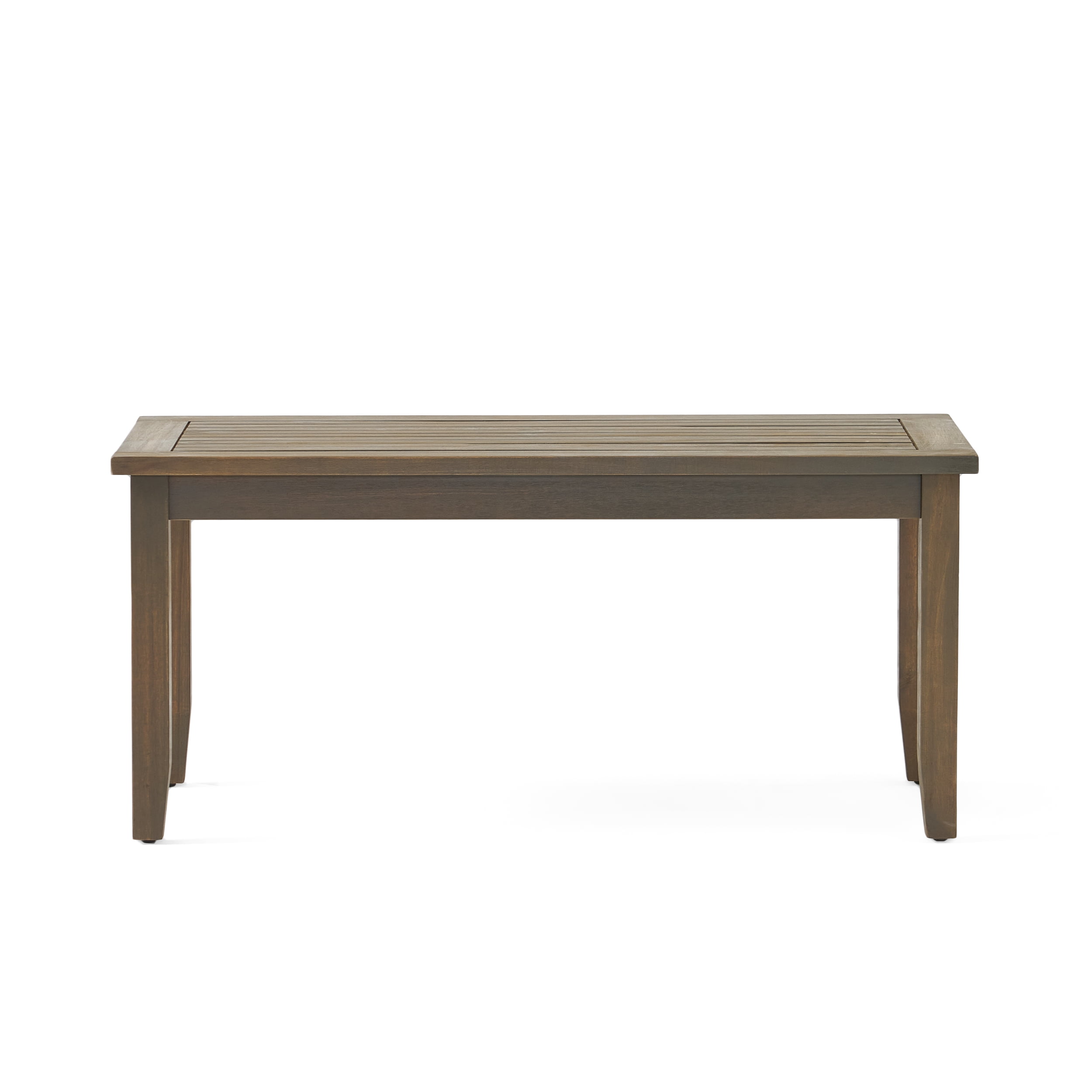 Outdoor Loveseat and Coffee Table Combined Leisure Set, Acacia Wood Frame Furniture for Patio Garden, Gray