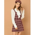 thumbnail image 2 of INSPIRE CHIC Women's Plaid Button Decor A-Line Pinafore Overall Dress, 2 of 7