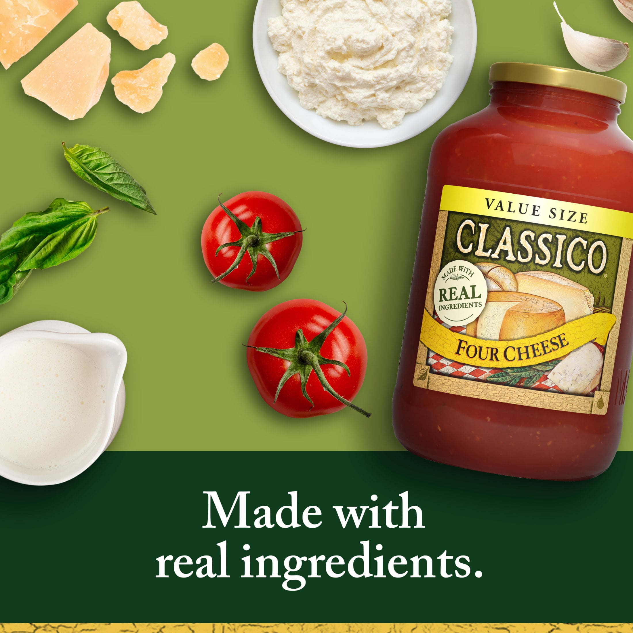 (6 pack) Classico Four Cheese Pasta Sauce Value Size, 44 oz Jar