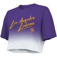 thumbnail image 2 of Women's Majestic Threads Purple/White Los Angeles Lakers Dirty Dribble Tri-Blend Cropped T-Shirt, 2 of 3