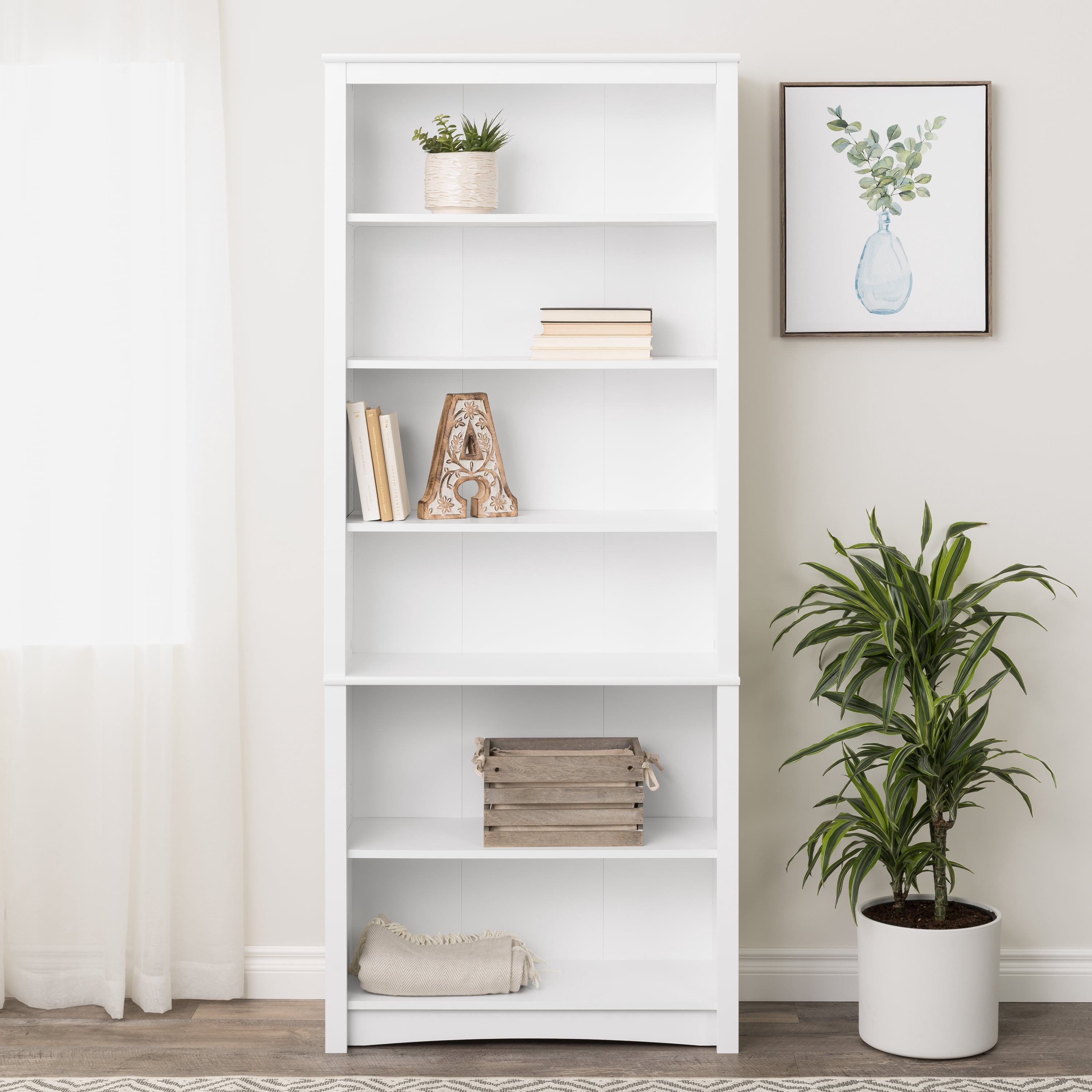 Prepac Home Office 6-Shelf Standard Bookcase, White