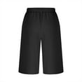 thumbnail image 5 of Womens Plus Size Wide Leg Pants Casual Solid Color Summer 3/4 Shorts Shorts Drawstring With Pockets Shorts Black, 5 of 7