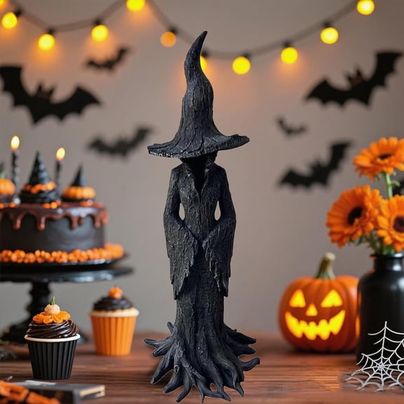 Crackr Witch Statue Resin Figurine - Dark Fantasy Barrl Gothic Home Decor Collectible for Halloween Holiday Party Supplies & Spooky Seasonal Display
