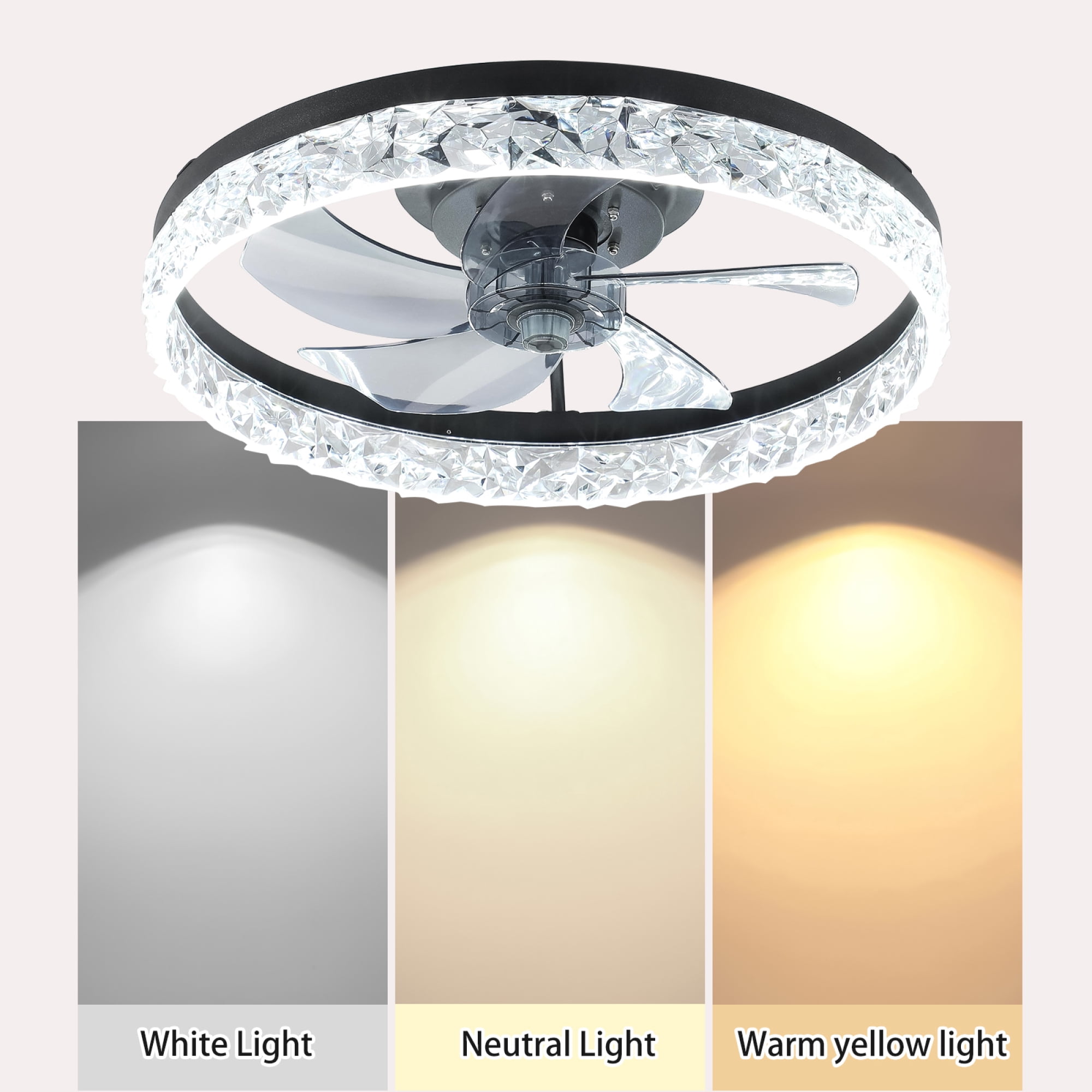 Leumius 20" Modern Ceiling Fan with Lights and Remote Dimmable Low Profile Ceiling Fans Flush Mount Led Ceiling Fan with Light for Bedroom Living Room Kitchen