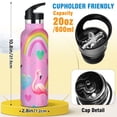 thumbnail image 2 of Kids Insulated Stainless Steel Sports Water Bottle 600ml (20oz) Watermelon Hue Flamingos, 2 of 6