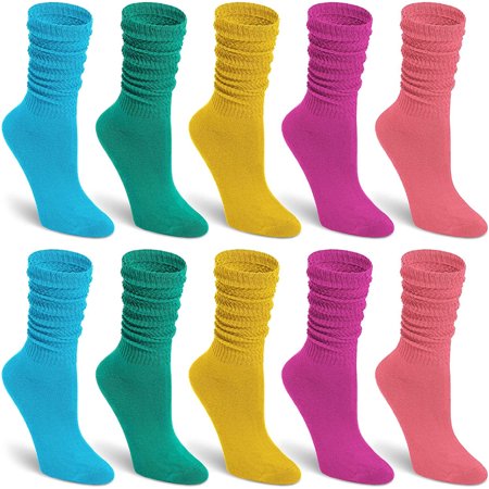 

5 Pairs Women s Slouch Knit Socks Cotton Knee High Scrunchy Sock for Boots and Sneakers