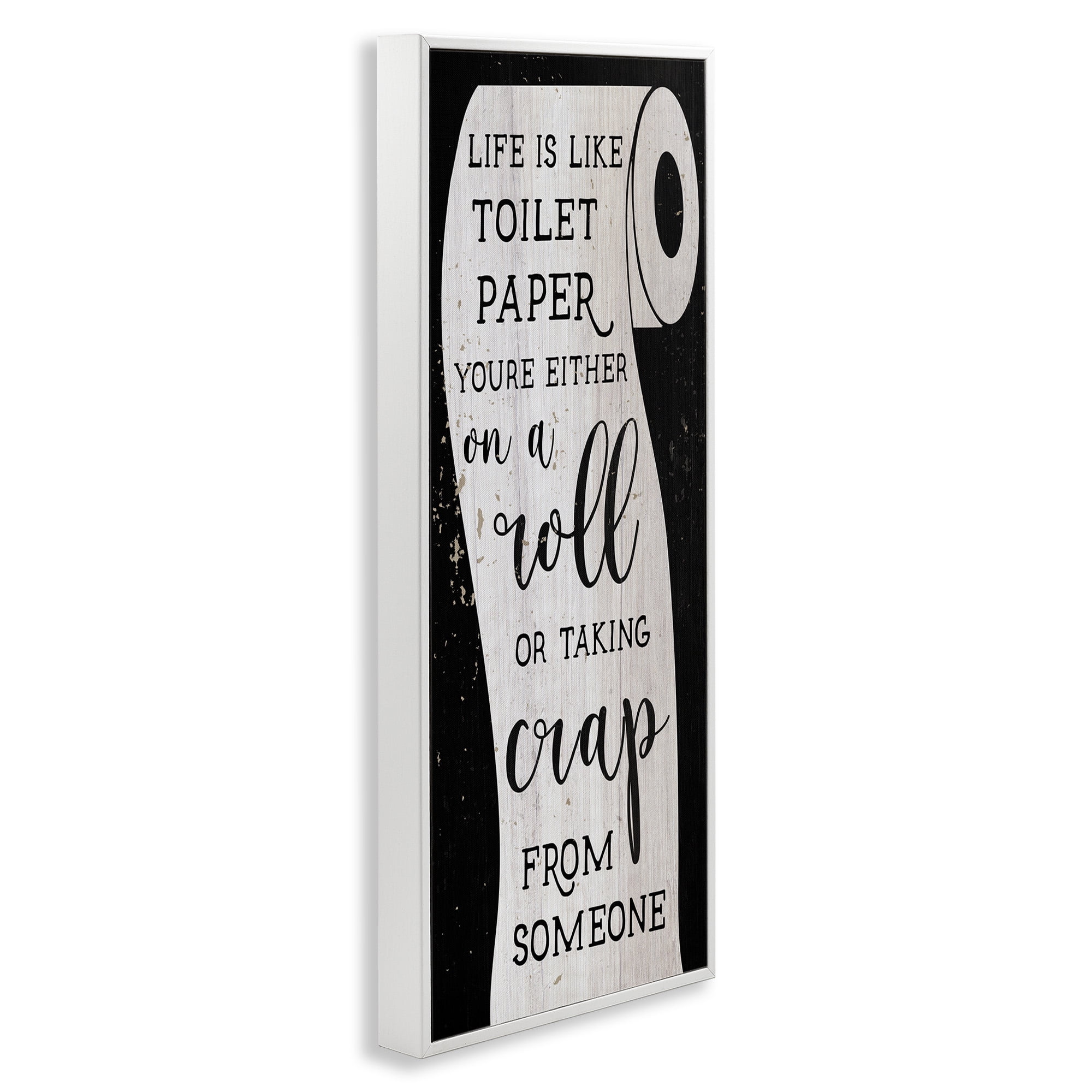 Stupell Industries Like Toilet Paper Funny Bathroom Typography Painting White Framed Art Print Wall Art, 10 x 24