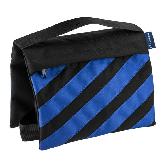 Flashpoint Empty Saddle Sandbag, Water-Resistant Cordura Nylon - (15 lb Capacity, Blue & Black Stripes)