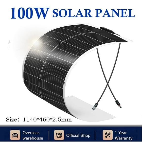 100 Watt Flexible Solar Panel, Monocrystalline Portable Solar Module Charging for Camping, RV, Home Backup, Generator, and Other Off-Grid Systems