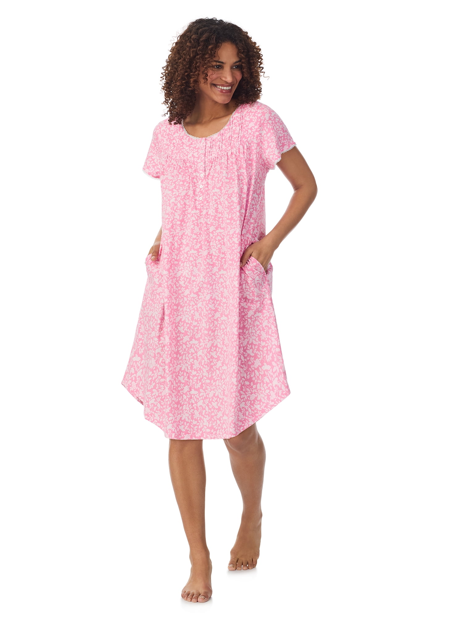 Aria 100% Cotton Short Sleeve Scoop Neck Nightgown with Pockets, Women’s sizes S-5X
