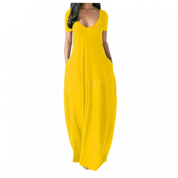 Lenago Women's Summer Dress Plus Size Deep V-Neck Standard-Fit Short ...