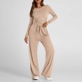 thumbnail image 5 of Kaemgyyd Womens 2 Piece Outfits Casual Sweatsuits High Waist Wide Leg Pants Crop Top Matching Lounge Sets Tracksuit Outfit, 5 of 7