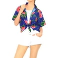 thumbnail image 4 of LA LEELA Button Down Shirt for Women Casual Summer Beach Party Short Sleeve Blouse Shirt Tropical Blouses Button up Hawaiian Dresses for Women XL Hibiscus Palm, Blue, 4 of 5