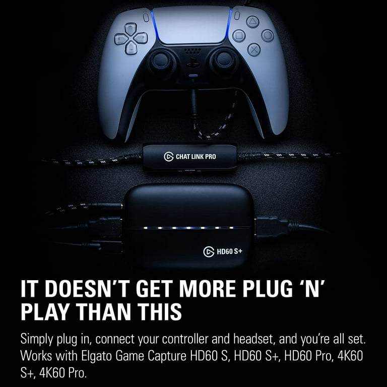 Elgato Chat Link Pro Audio Adapter for PS5 PS4 Nintendo Switch Capture Voice Chat Gameplay Sound Extra Long Cable Black
