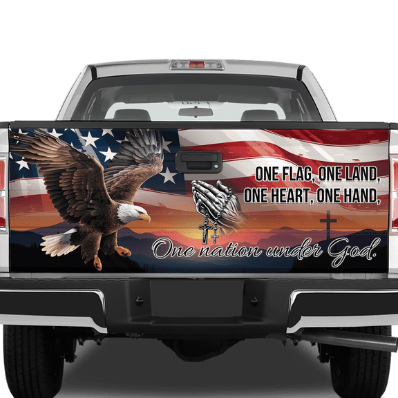 Lotusprinthandmade America US Flag Eagle One Nation Patriotic Spirit Tailgate Wrap 2 Sizes (24"x58")