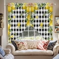 thumbnail image 2 of Summer Swag&nbsp;Curtains Lemon Flower Leaf Fruit Buffalo Plaid Kitchen Swag Valance Rod Pocket Curtain Valances Scalloped Window Treatment/Drapes for Living Room Bedroom, Each 28"W x 36"L, 2 of 8