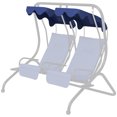 thumbnail image 3 of Outsunny 2-Seater Swing Canopy Replacement with Tubular Framework,Outdoor Swing Sunshade Top Cover (Canopy Only),Dark Blue,Dark Blue Polyester Garden Outdoor Patio Patio Seating, 3 of 11