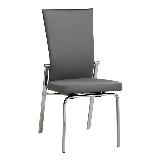 Chintaly Imports Molly Chaise d'Appoint Motion-Back en Acier/pu Gris (Lot de 2)