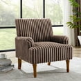thumbnail image 3 of CQSXDA Corduroy Accent Upholstered Armchair with 9-Inch Solid Wood Legs for Modern Living Room Decor, Dark Coffee, 3 of 9