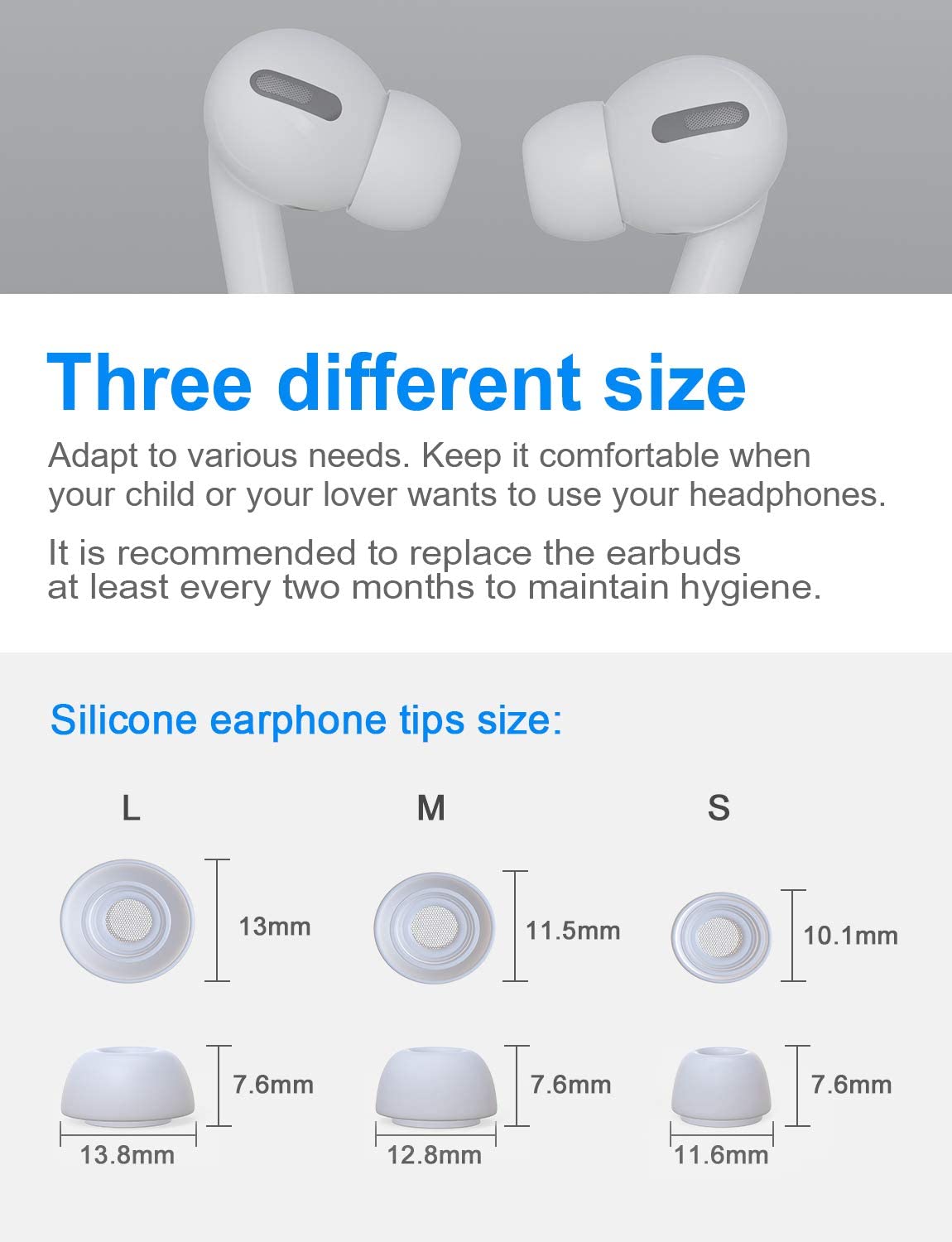 Apple AirPods Pro Replacement Eartips Small Medium Silicone Earbuds 6 Pairs White Walmart