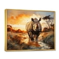 thumbnail image 2 of Designart "Vast Sunset Rhinoceros A wall art" Animals Floater Framed Canvas Art Print, 2 of 7