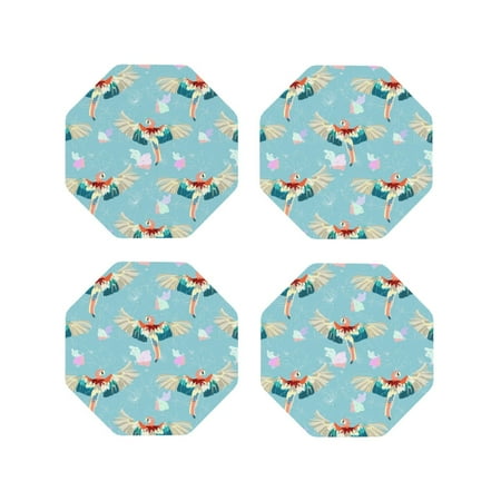 

Drink Coasters Set of 4 Pastel Painted Flying Cute Parrot Leather Coasters for Coffee Table Protector Heat Resistant Cute Coasters for Home Decor Housewarming Gifts Bar Kitchen 4 Inch Octagon