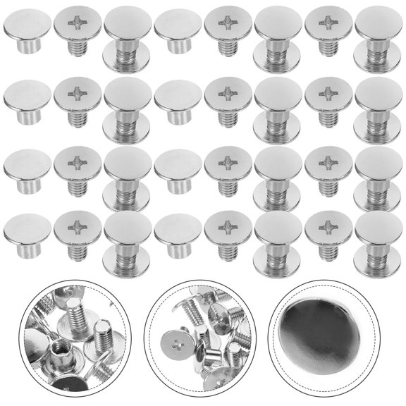MLINS 50 Pcs Rivets for Book Stainless Screws Recipes Binder Work Silver