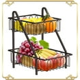 thumbnail image 1 of Auledio 2 Tier Metal Rectangle Fruit Vegetable Baskets with handle for Countertop (Bronze), 1 of 7