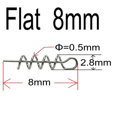 20 or 50 or 100 pcs Fishing pins Spring Twist Lock Fishing Screw Centering Pin Fixed Latch Needle for Soft Lure Bait Worm 8mm 50 pcs