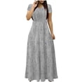 thumbnail image 1 of Birdeem Robe à Manches Courtes Col en V à la Cheville Robe Longue Imprimée Col en V à la Taille Robe à Manches Courtes Col en V et à la Cheville, 1 of 12