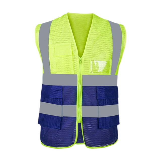 Chaleco de seguridad reflectante Hi vis para topógrafos de almacén de motor de conducción malla azul verde