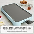 thumbnail image 2 of 12” x 22” Electric Griddle, XL Ceramic Nonstick Flat Top Cooking Surface, Adjustable Temperature Dial, Drip Tray, Dishwasher Safe, 1500W Fast Even Heating, Pancakes & Eggs, Sky Blue, 2 of 8