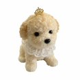thumbnail image 2 of Slow Rising Puppy Squishy Toy with Lace Collar and Crown, Khaki, for Adults, Relaxation Toy, 2 of 3