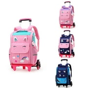 LVYH Rolling Backpack for Girls Boys,Breathable Roller Wheeled Backpacks Cute Cartoon Trolley Travel Bookbag