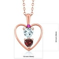 thumbnail image 2 of 18K Rose Gold Plated Silver Sky Blue Aquamarine Red Garnet and Pink Sapphire Pendant Necklace for Women (0.75 Cttw, Gemstone March Birthstone, Heart 5MM and 4MM, with 18 inch Silver Chain), 2 of 3