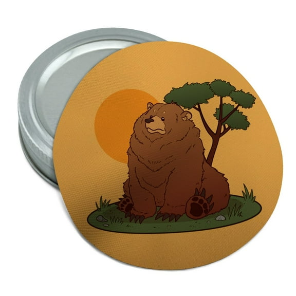 Chubby Grizzly Bear Round Rubber Non-Slip Jar Gripper Lid Opener