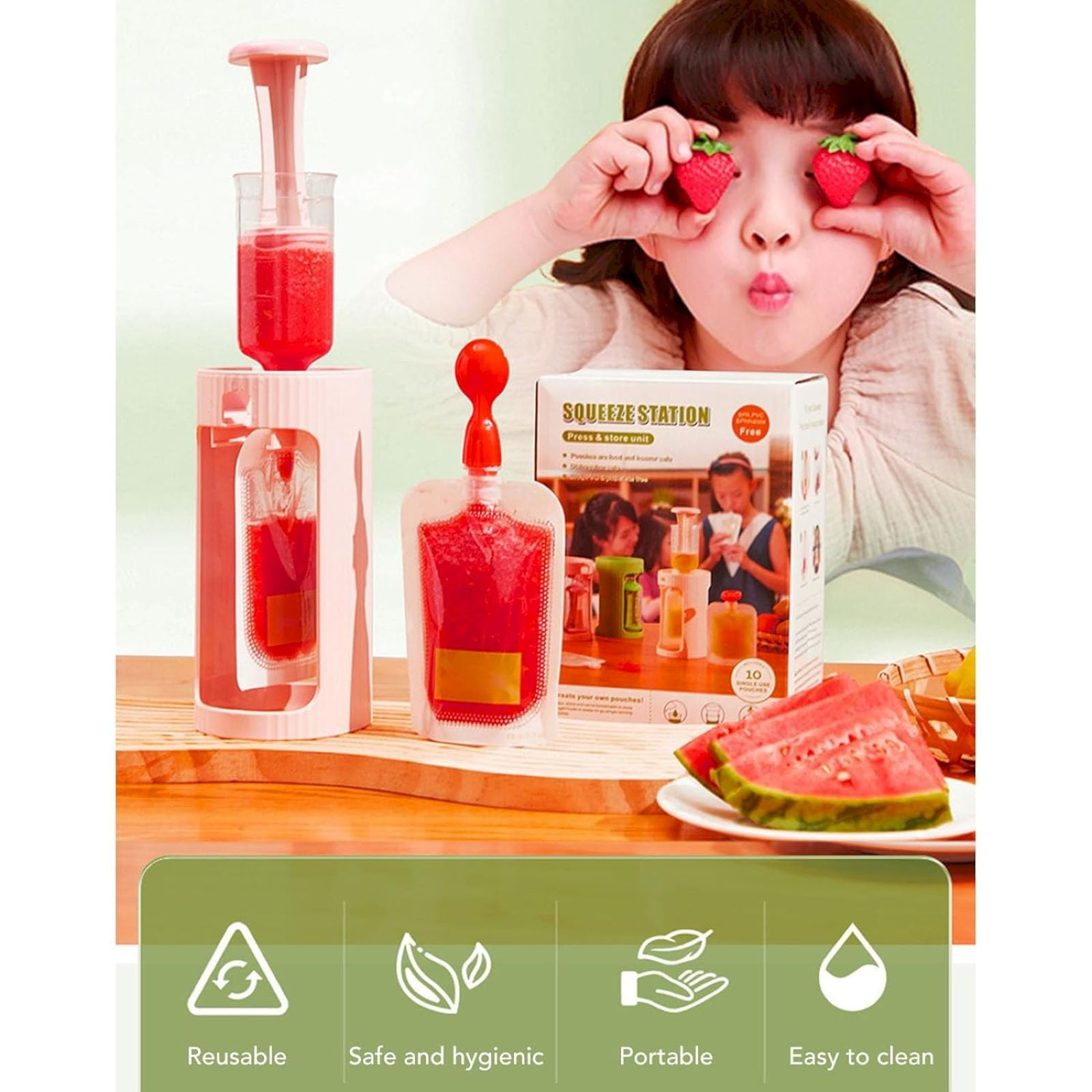 ZMKIAG Homemade Baby Food Pouch, Baby Food Storage Kids Squeezable Pouch, Reusable Baby Food Refillable Kit, 10pcs 118ml Baby Food Filling Maker for Baby Food Puree Storage and Snack Food Pouches